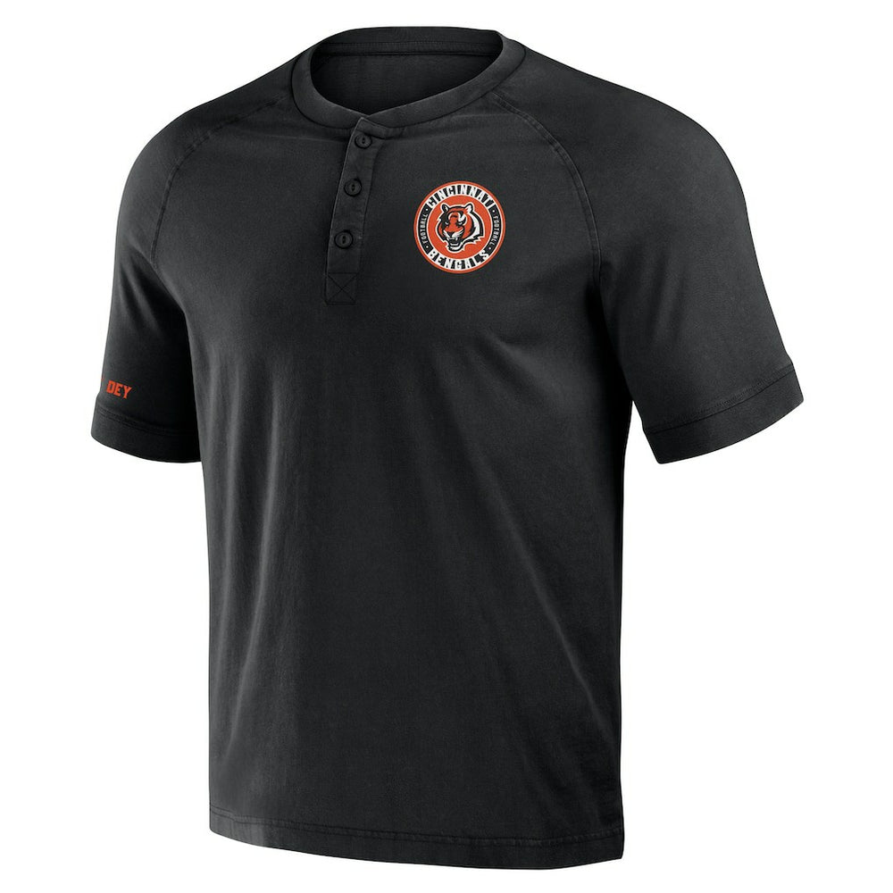 Cincinnati Bengals NFL x Darius Rucker Collection Washed Raglan Henley T-Shirt - Black discount