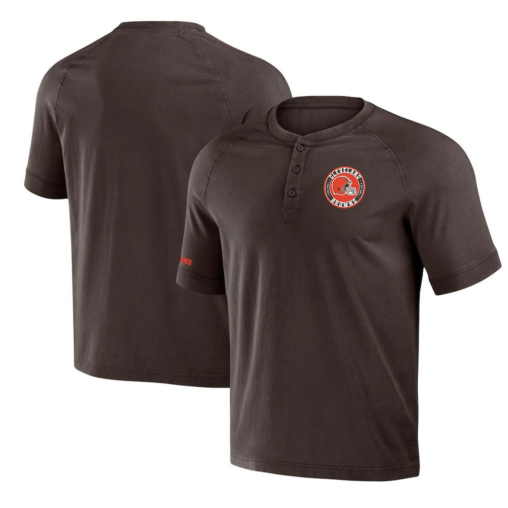 Cleveland Browns NFL x Darius Rucker Collection Washed Raglan Henley T-Shirt - Brown on sale
