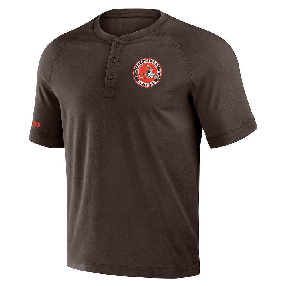 Cleveland Browns NFL x Darius Rucker Collection Washed Raglan Henley T-Shirt - Brown on sale