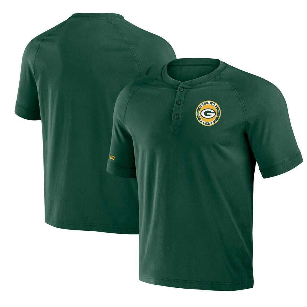 Green Bay Packers NFL x Darius Rucker Collection Washed Raglan Henley T-Shirt - Green sale