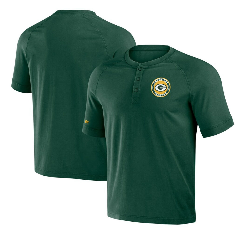 Green Bay Packers NFL x Darius Rucker Collection Washed Raglan Henley T-Shirt - Green sale