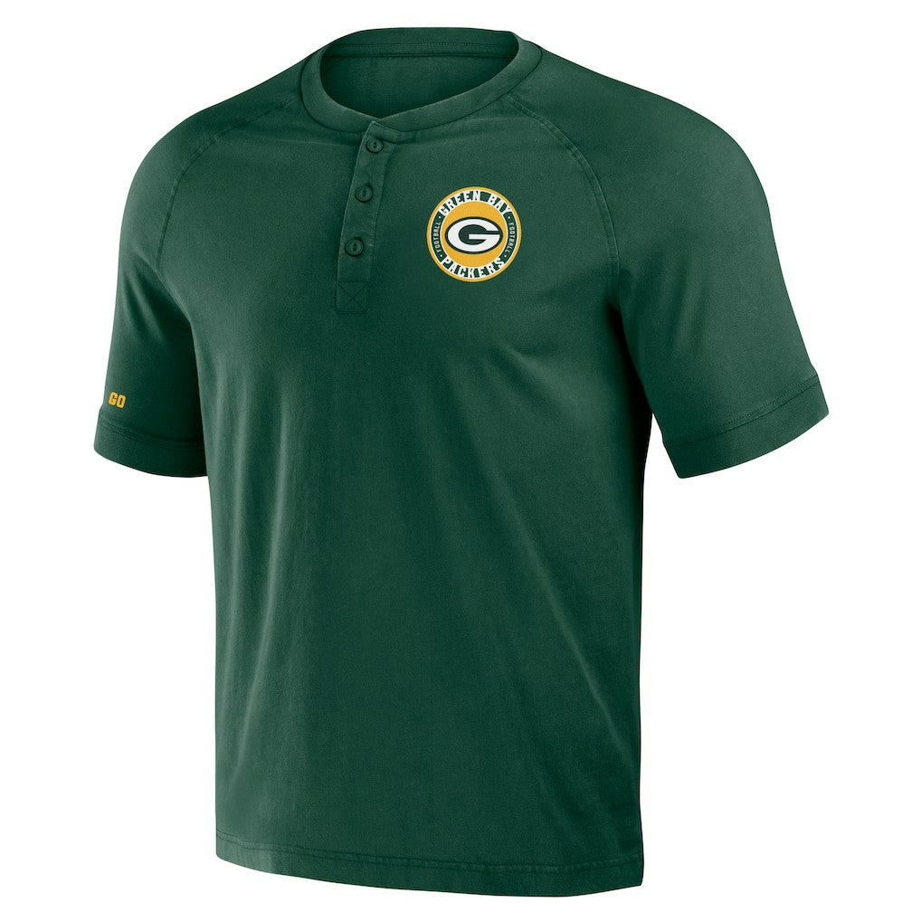 Green Bay Packers NFL x Darius Rucker Collection Washed Raglan Henley T-Shirt - Green sale