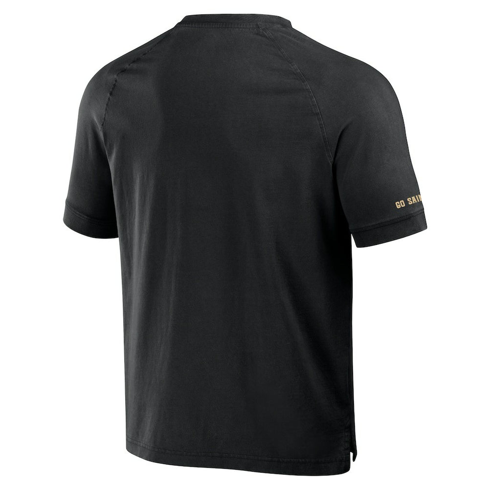 New Orleans Saints NFL x Darius Rucker Collection Washed Raglan Henley T-Shirt - Black on sale