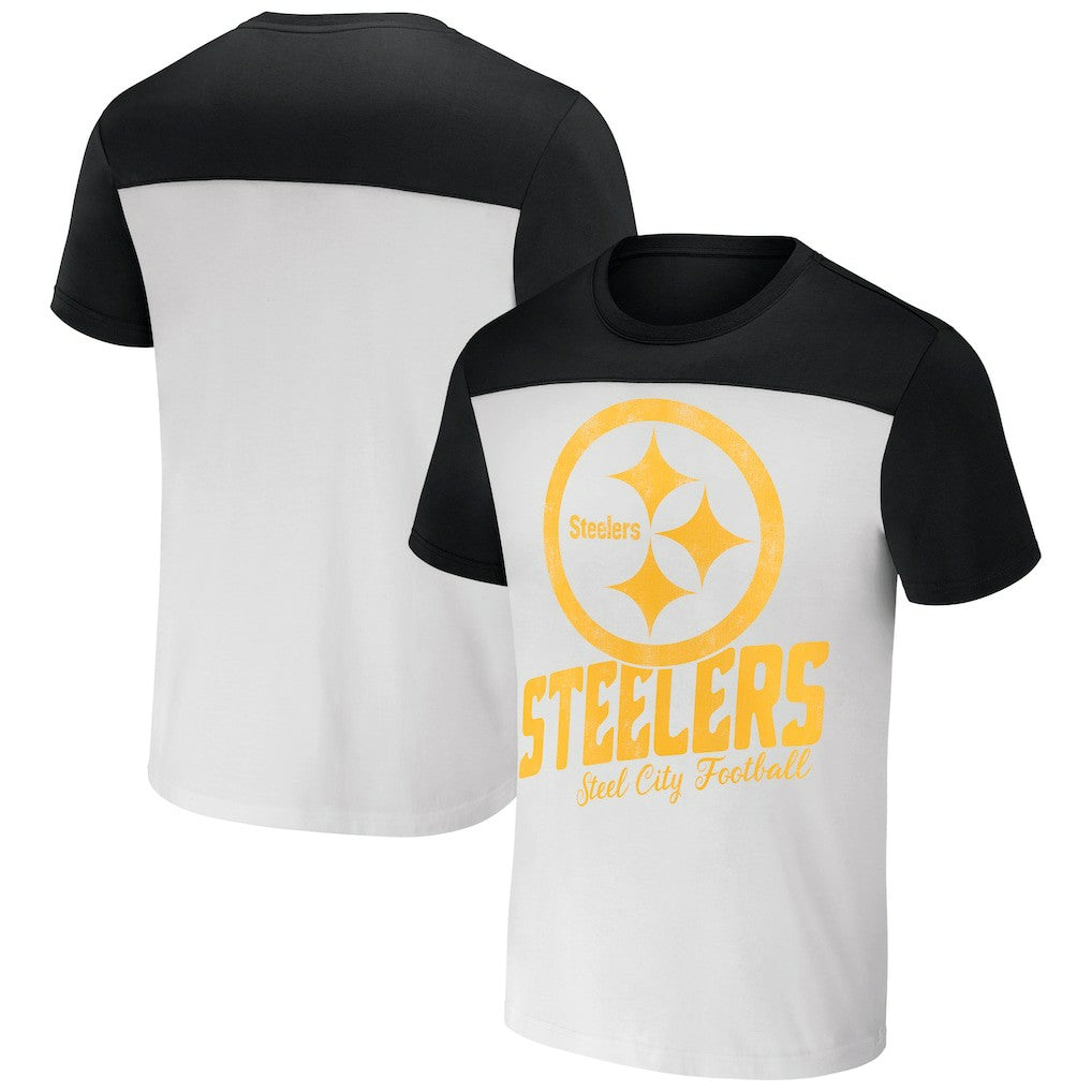 Pittsburgh Steelers NFL x Darius Rucker Collection Colorblocked T-Shirt - White/Black sale