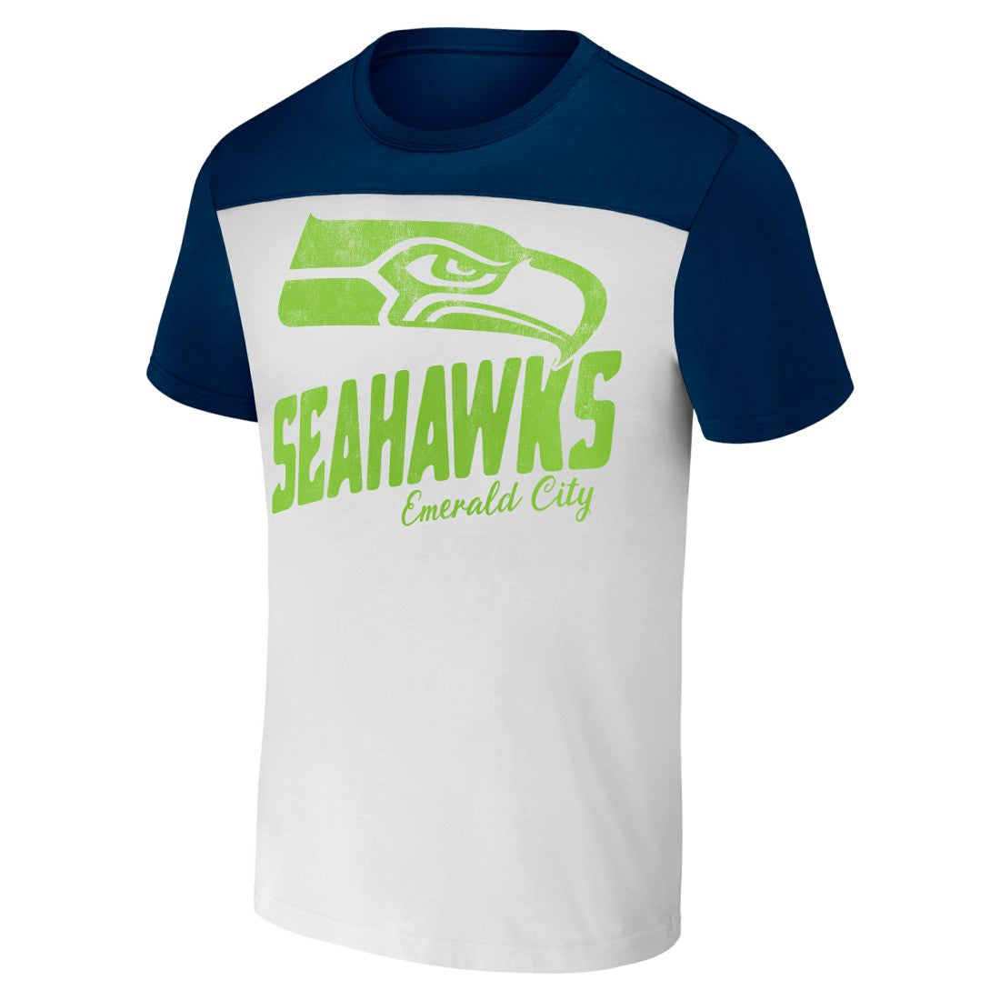 Seattle Seahawks NFL x Darius Rucker Collection Colorblocked T-Shirt - White/College Navy sale