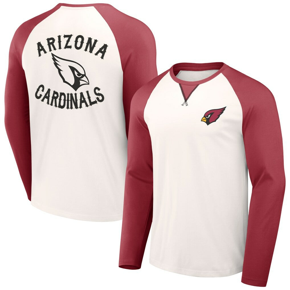 Arizona Cardinals NFL x Darius Rucker Collection Long Sleeve Raglan T-Shirt - Cream/Cardinal on sale