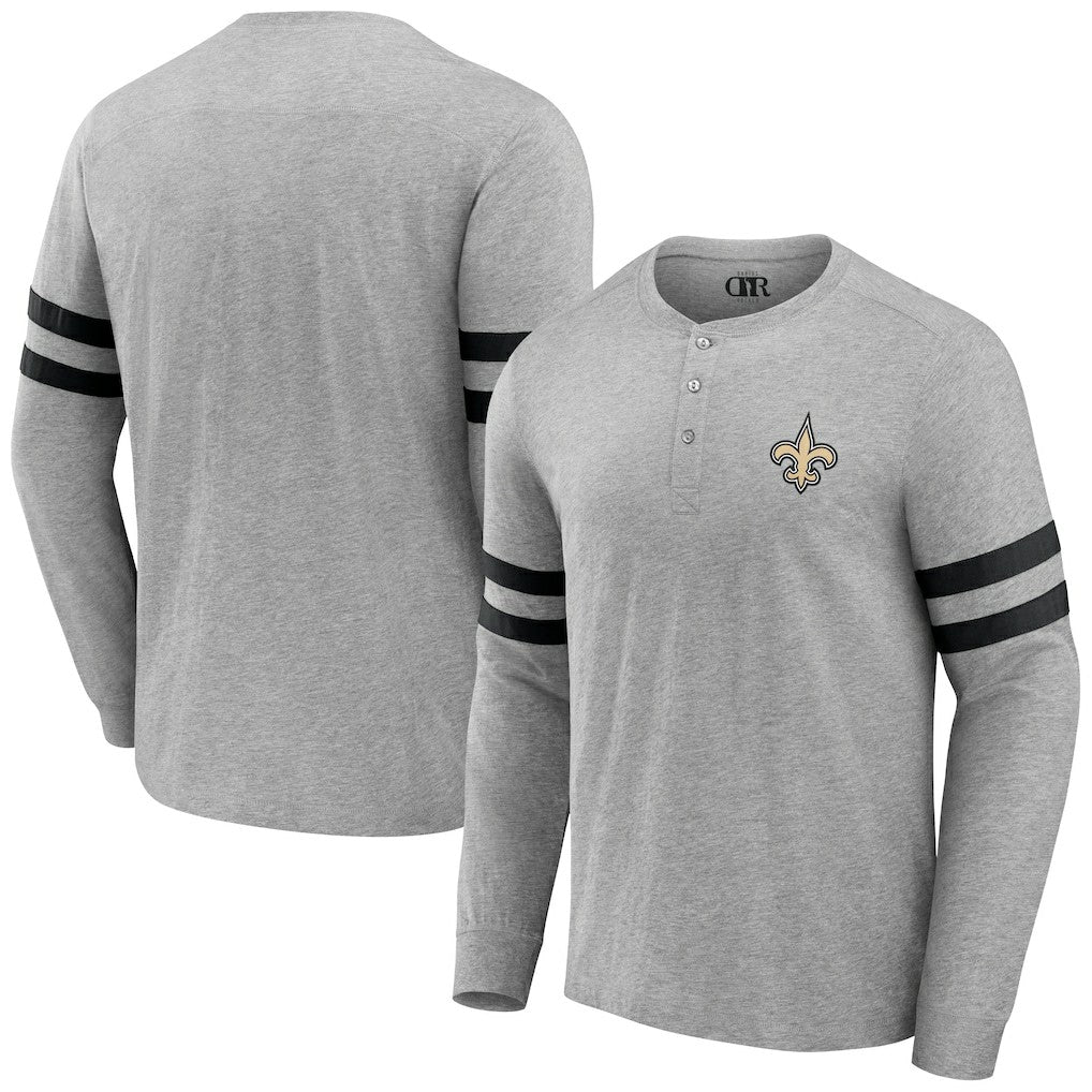 New Orleans Saints NFL x Darius Rucker Collection Henley Long Sleeve T-Shirt - Heather Gray discount
