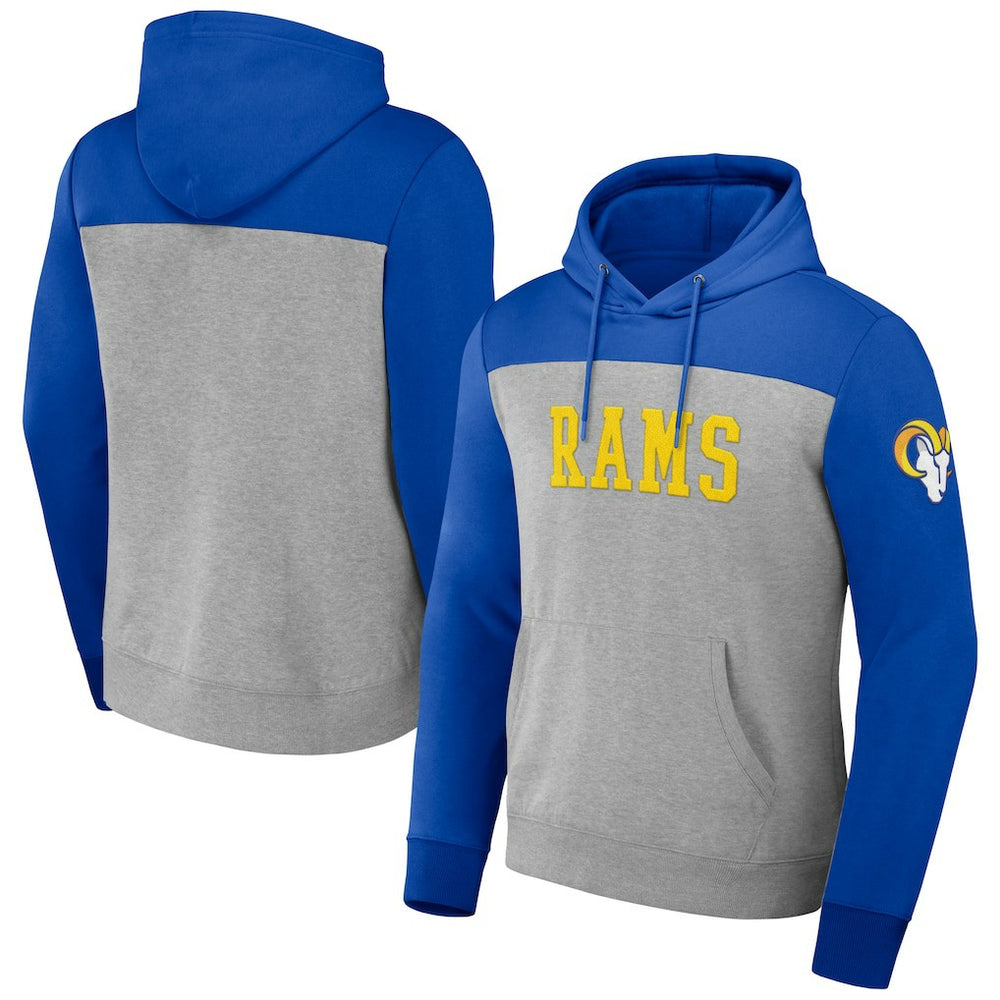 Los Angeles Rams NFL x Darius Rucker Collection Color Blocked Pullover Hoodie - Heather Gray on sale