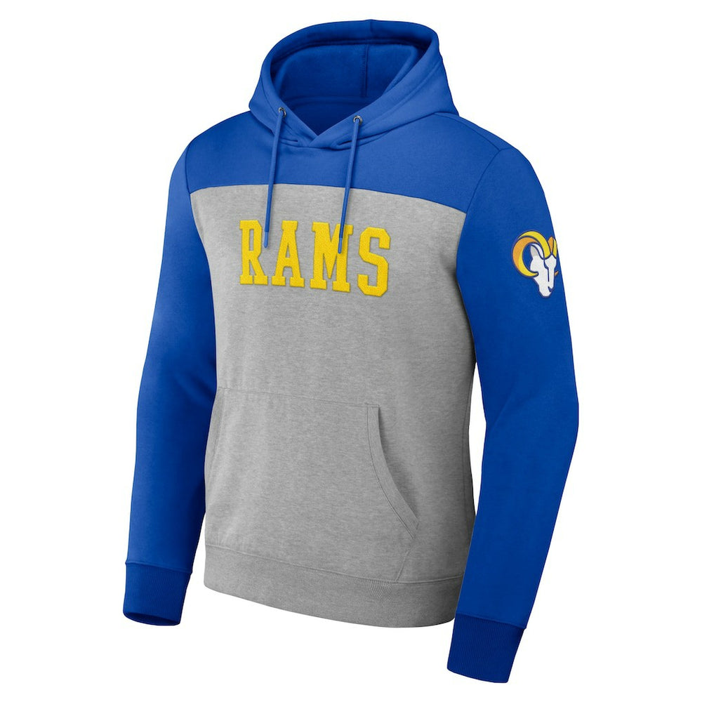 Los Angeles Rams NFL x Darius Rucker Collection Color Blocked Pullover Hoodie - Heather Gray on sale