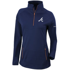 Atlanta Braves Women's Omni-Wick Outward Nine Quarter-Zip Pullover Top - Navy | Columbia