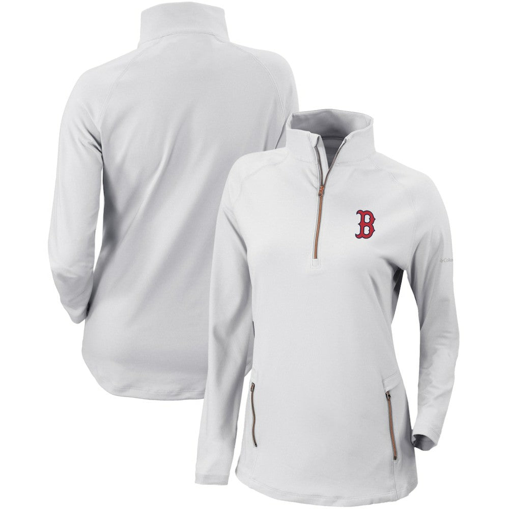 Boston Red Sox Women's Omni-Wick Outward Nine Quarter-Zip Pullover Top - White | Columbia