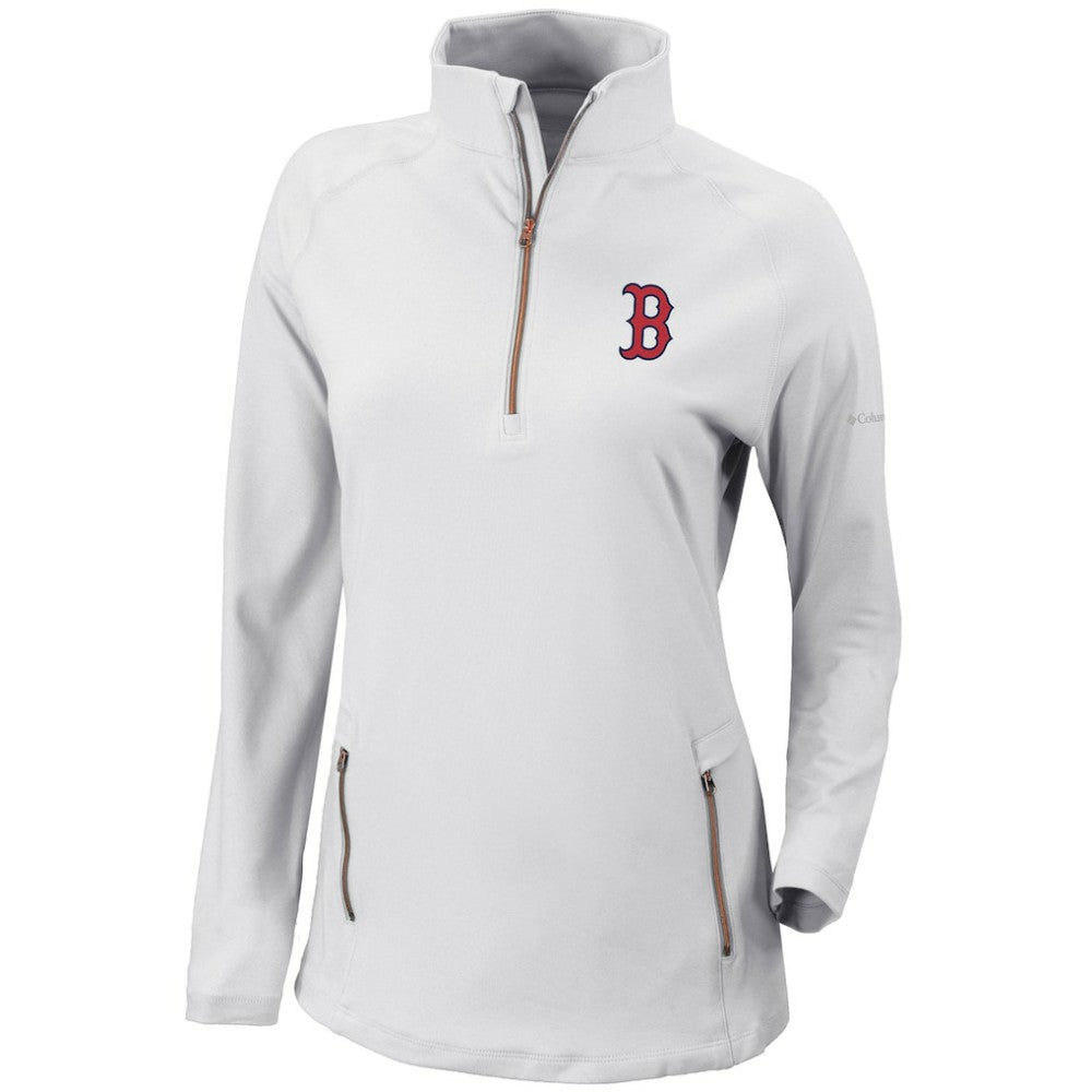 Boston Red Sox Women's Omni-Wick Outward Nine Quarter-Zip Pullover Top - White | Columbia
