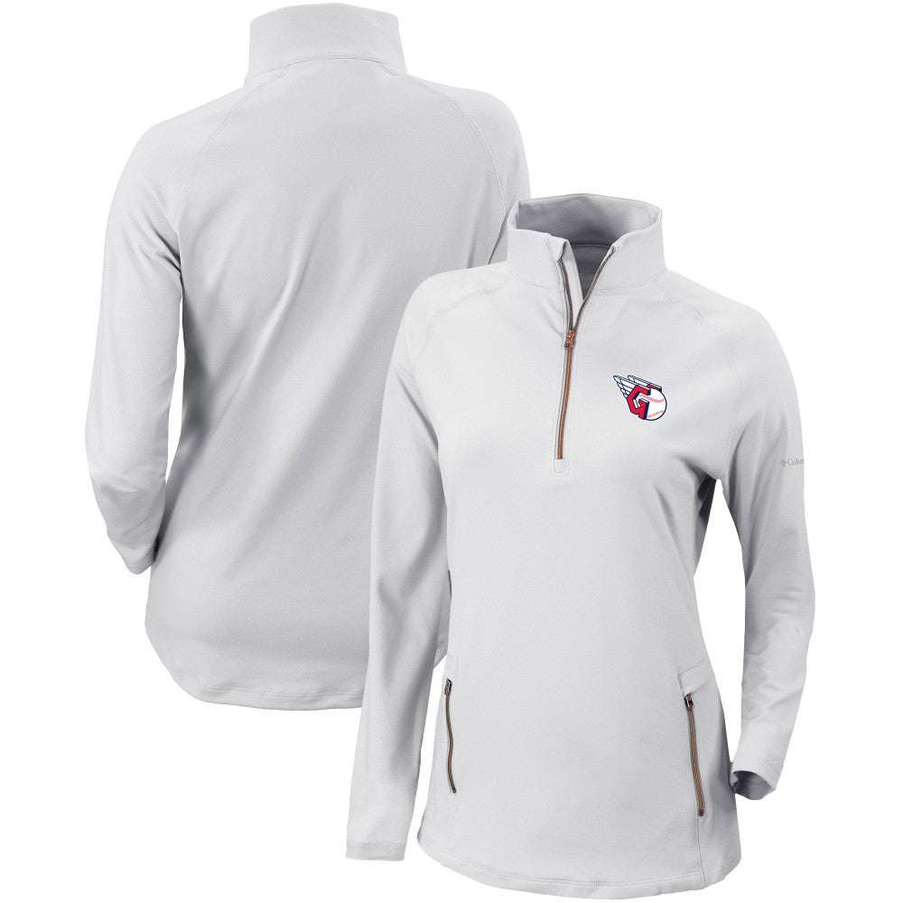 Cleveland Guardians Women's Omni-Wick Outward Nine Quarter-Zip Pullover Top - White | Columbia