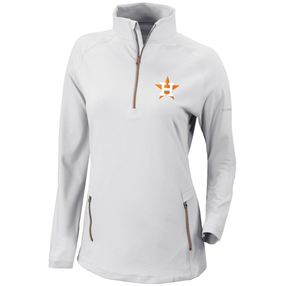 Houston Astros Women's Omni-Wick Outward Nine Quarter-Zip Pullover Top - White | Columbia