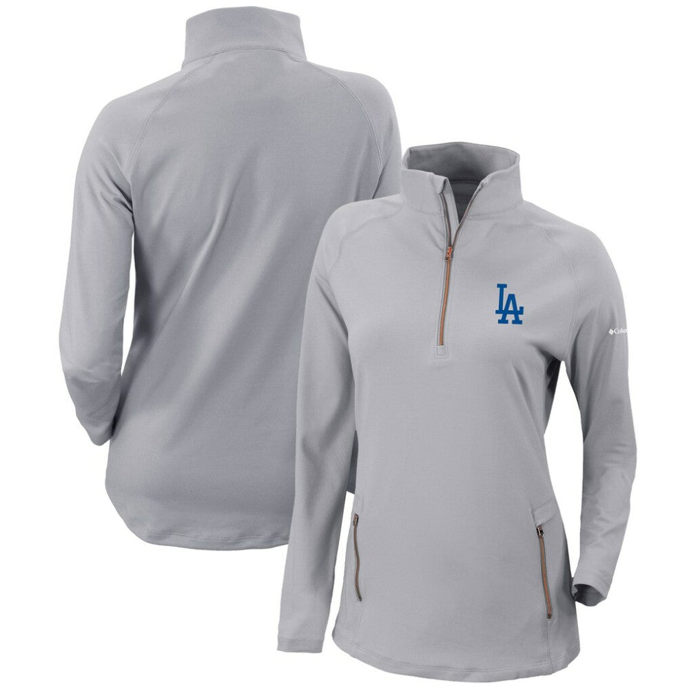 Los Angeles Dodgers Women's Omni-Wick Outward Nine Quarter-Zip Pullover Top - Gray | Columbia