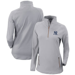 New York Yankees Women's Omni-Wick Outward Nine Quarter-Zip Pullover Top - Gray | Columbia