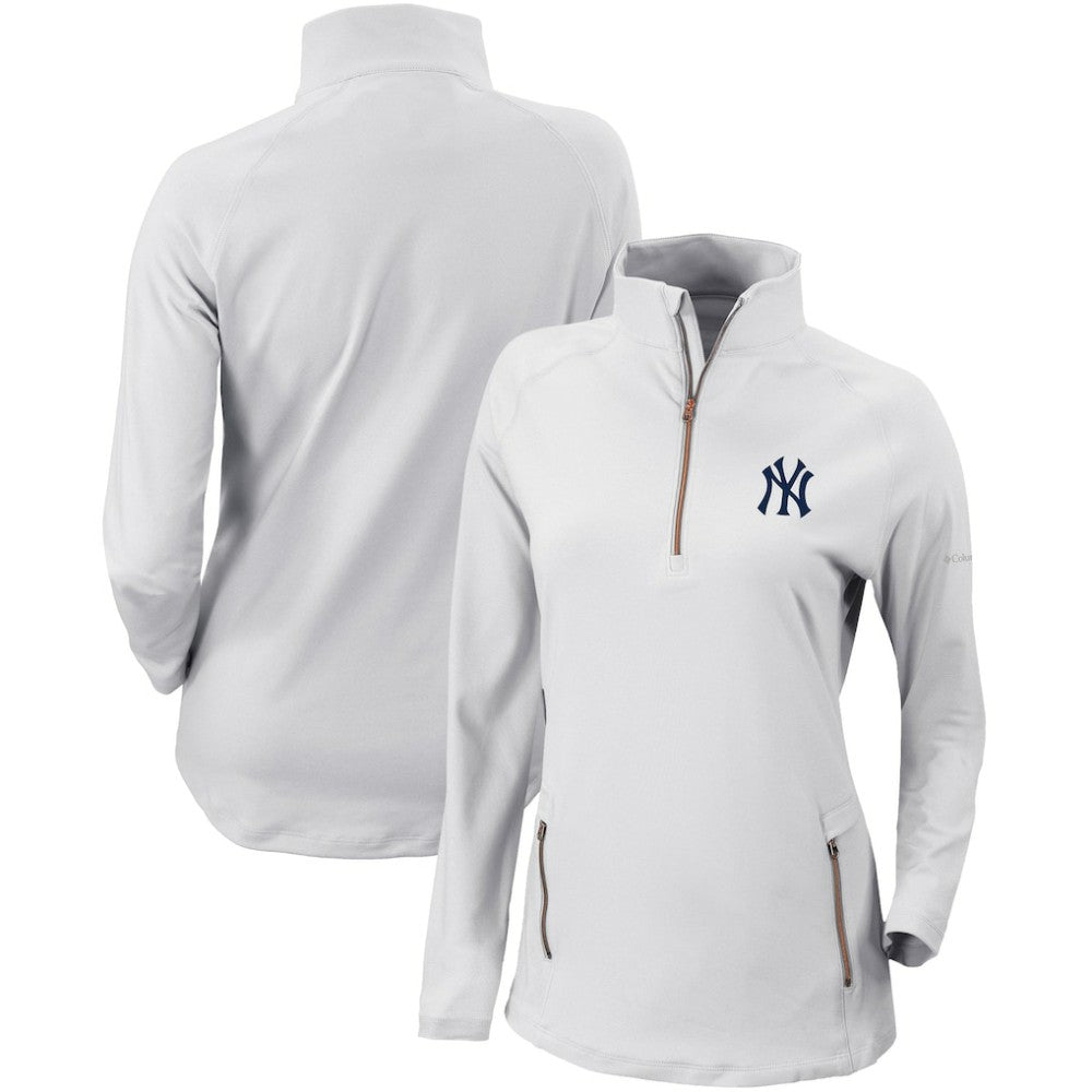 New York Yankees Women's Omni-Wick Outward Nine Quarter-Zip Pullover Top - White | Columbia