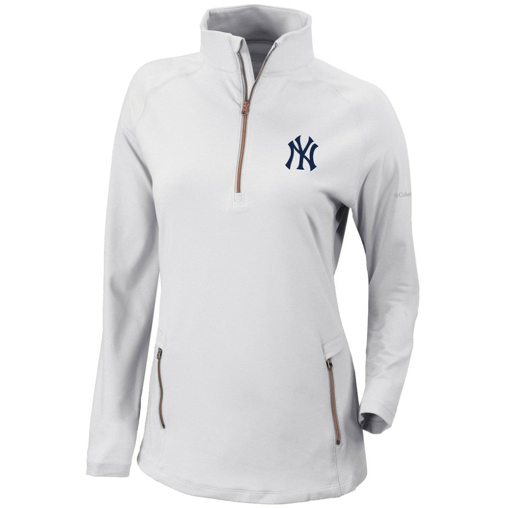 New York Yankees Women's Omni-Wick Outward Nine Quarter-Zip Pullover Top - White | Columbia