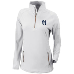 New York Yankees Women's Omni-Wick Outward Nine Quarter-Zip Pullover Top - White | Columbia