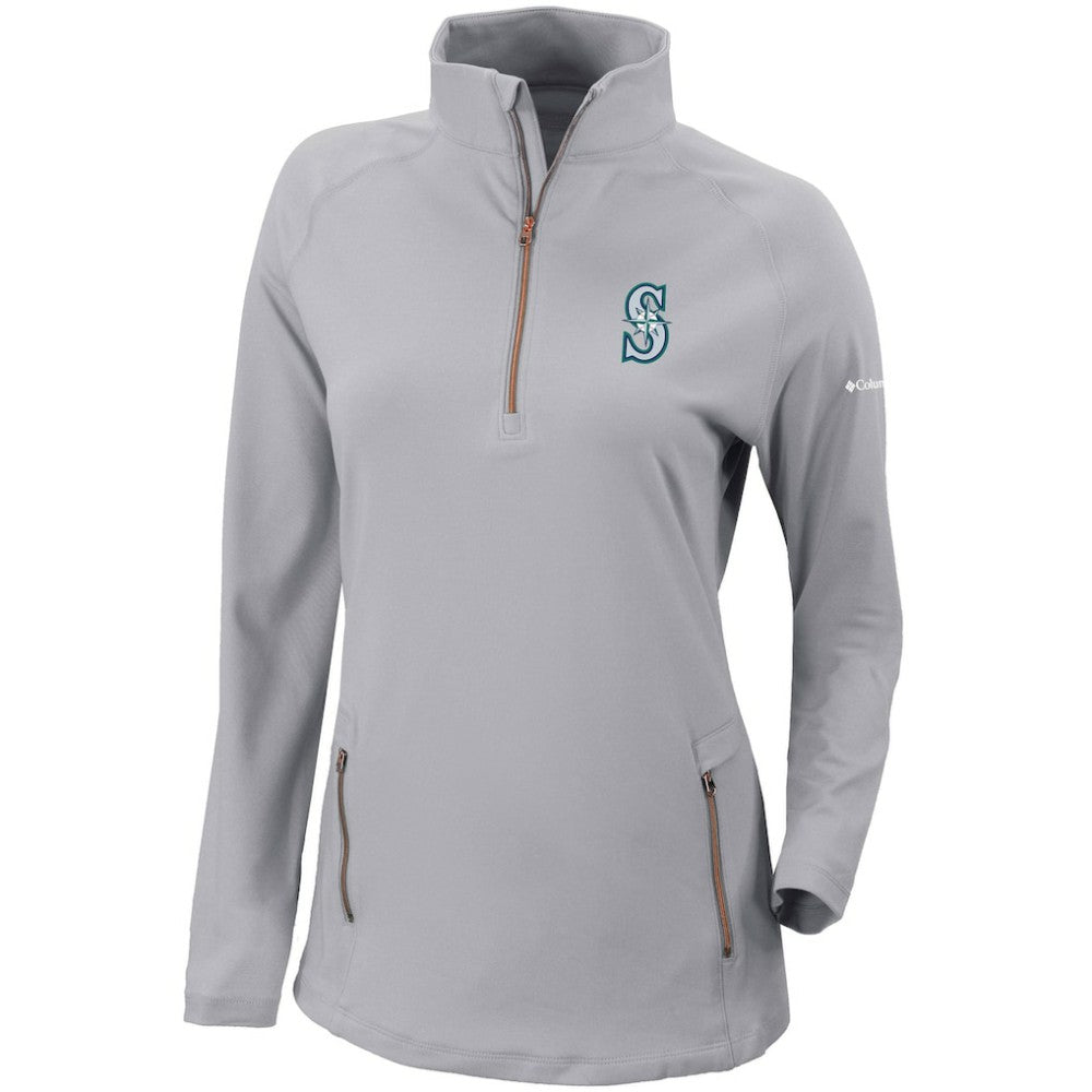 Seattle Mariners Women's Omni-Wick Outward Nine Quarter-Zip Pullover Top - Gray | Columbia