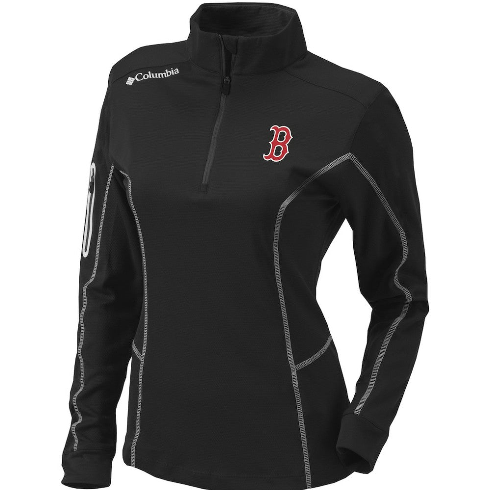 Boston Red Sox Women's Omni-Wick Shotgun Quarter-Zip Pullover Top - Black | Columbia