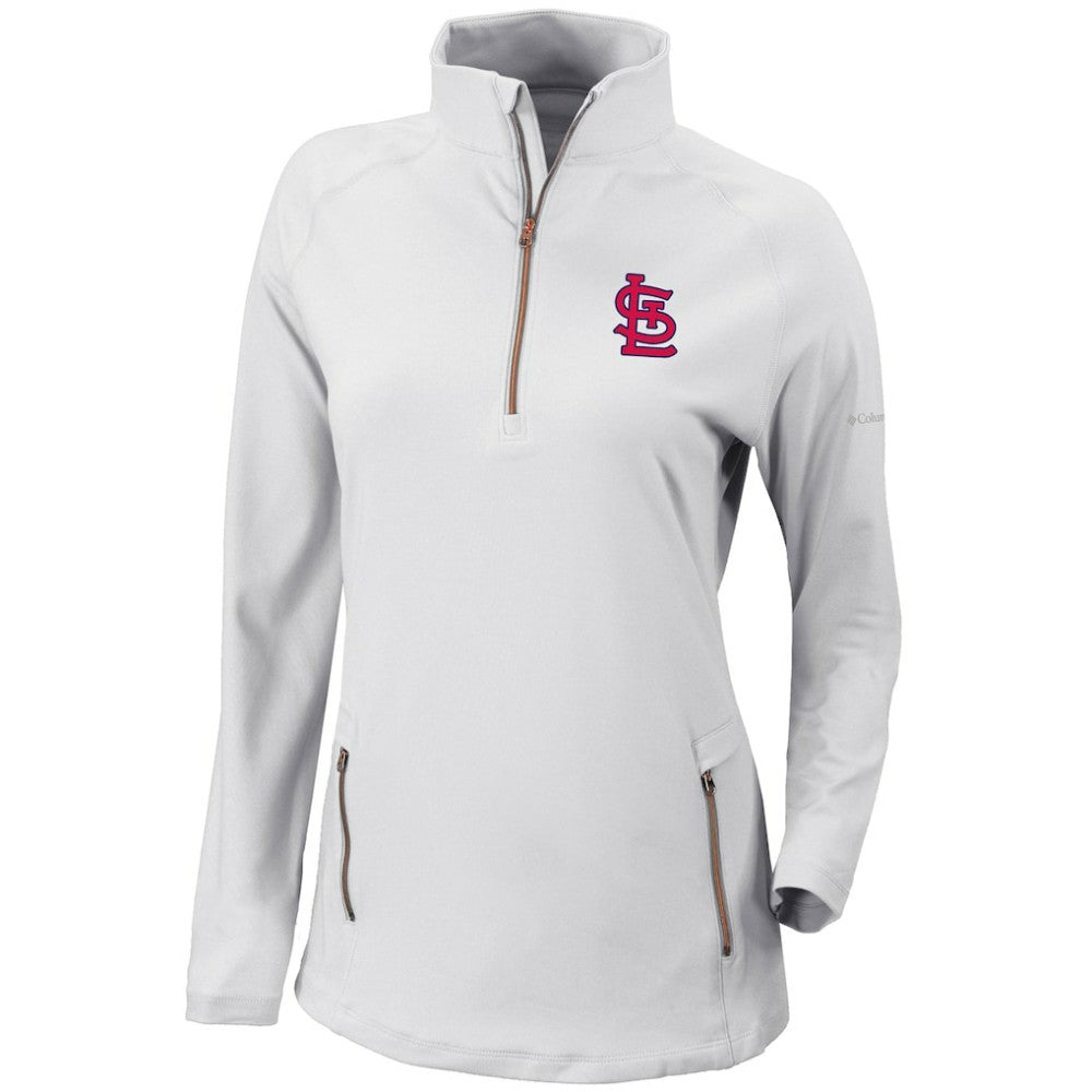 St. Louis Cardinals Women's Omni-Wick Outward Nine Quarter-Zip Pullover Top - White | Columbia