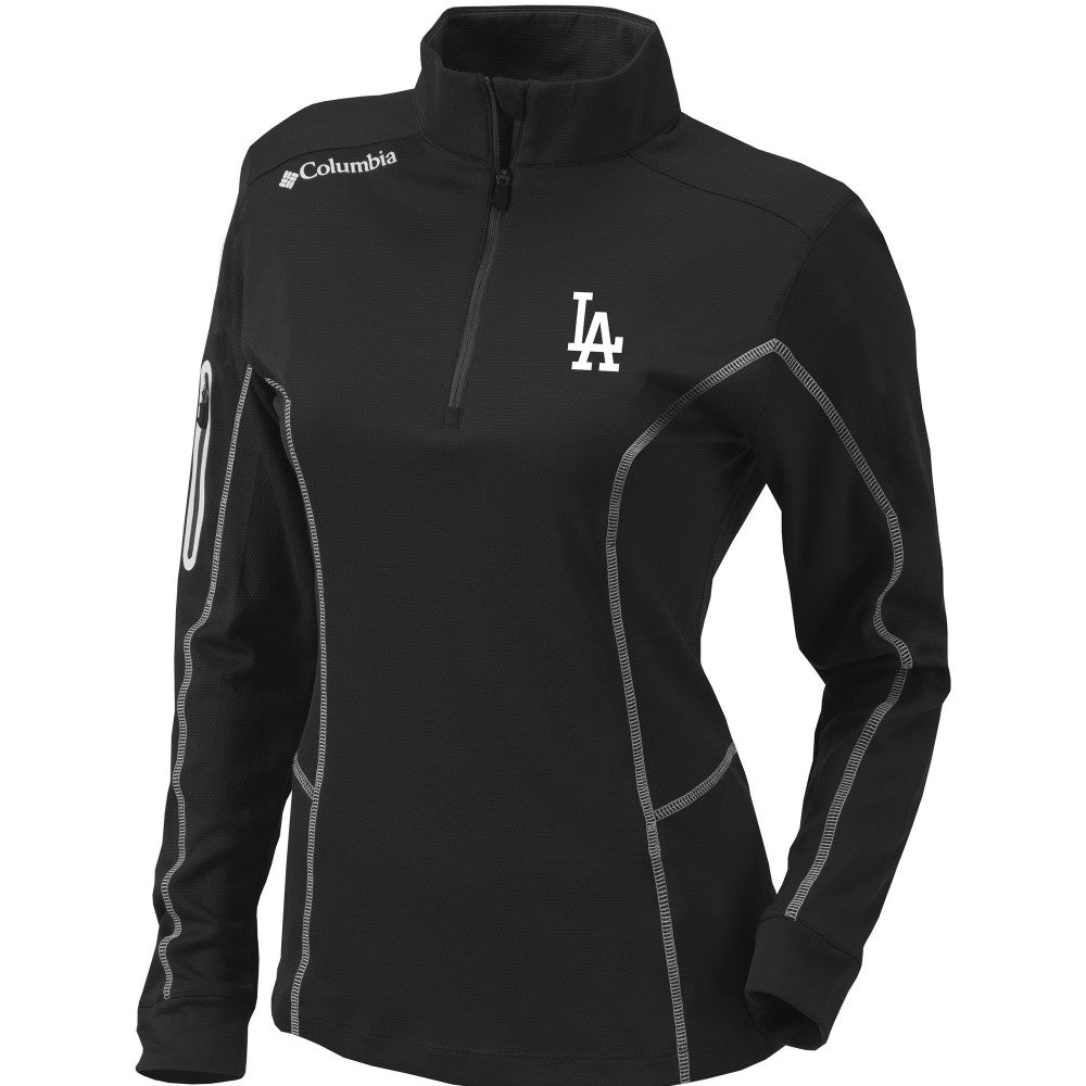 Los Angeles Dodgers Women's Omni-Wick Shotgun Quarter-Zip Pullover Top - Black | Columbia