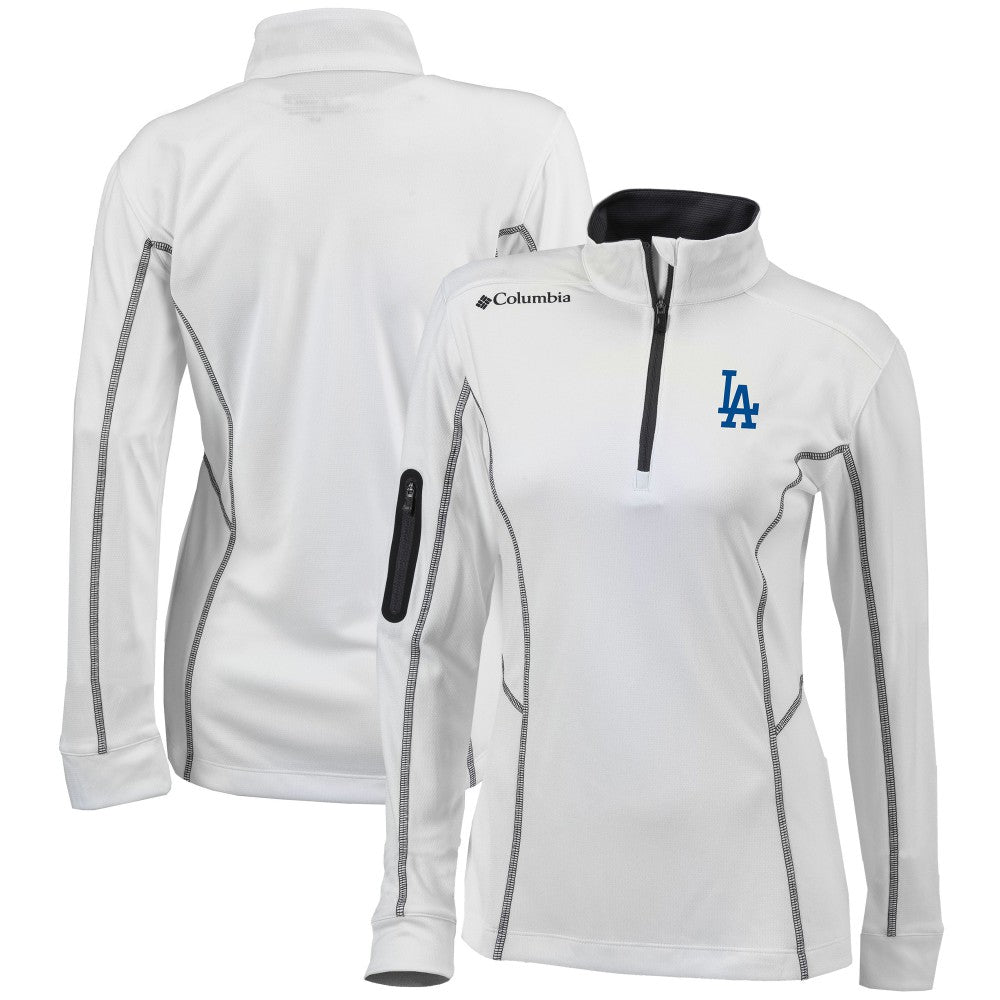 Los Angeles Dodgers Women's Omni-Wick Shotgun Quarter-Zip Pullover Top - White | Columbia