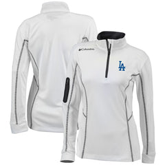 Los Angeles Dodgers Women's Omni-Wick Shotgun Quarter-Zip Pullover Top - White | Columbia