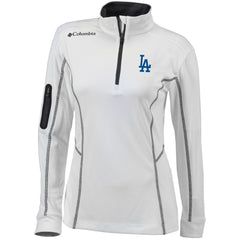 Los Angeles Dodgers Women's Omni-Wick Shotgun Quarter-Zip Pullover Top - White | Columbia