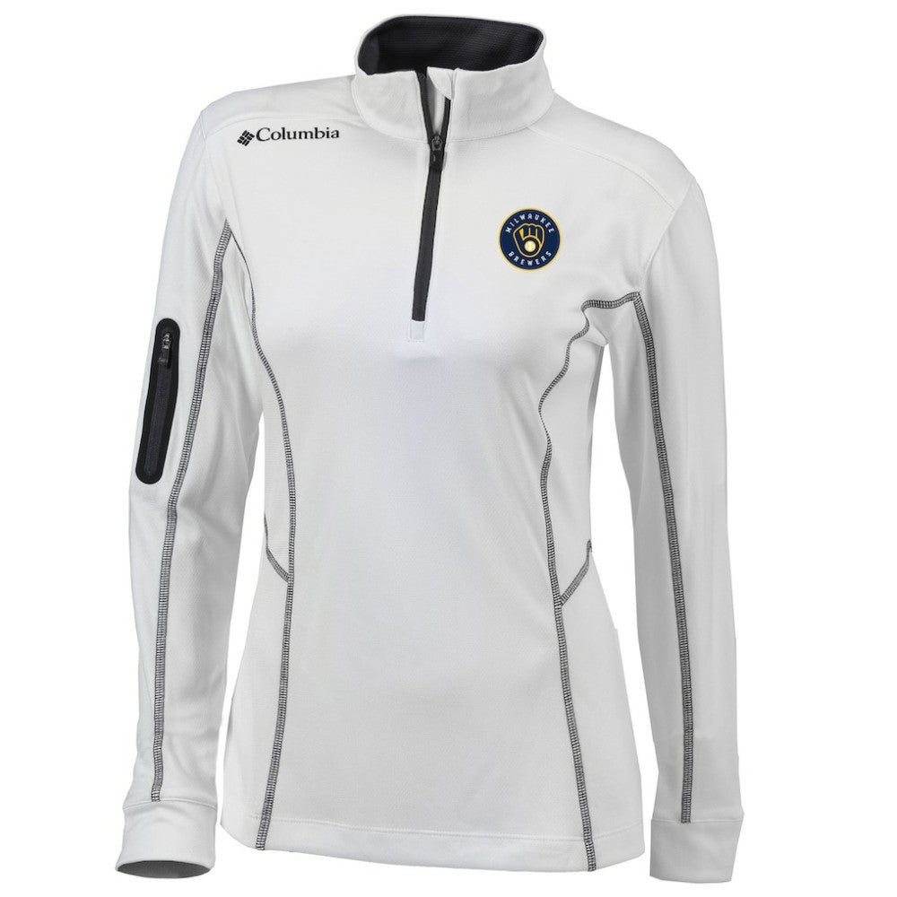 Milwaukee Brewers Women's Omni-Wick Shotgun Quarter-Zip Pullover Top - White | Columbia
