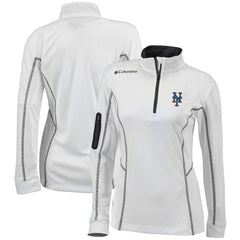 New York Mets Women's Omni-Wick Shotgun Quarter-Zip Pullover Top - White | Columbia