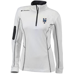 New York Mets Women's Omni-Wick Shotgun Quarter-Zip Pullover Top - White | Columbia