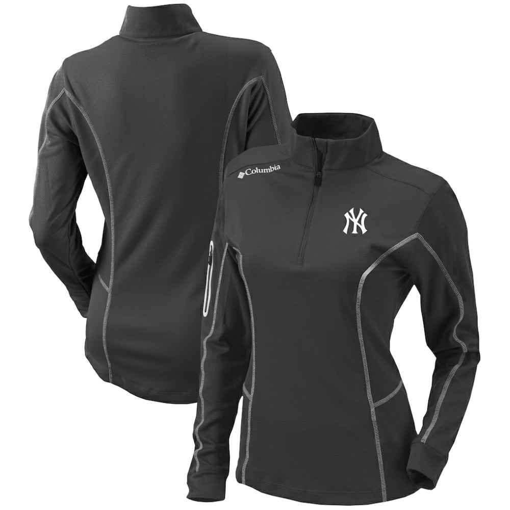 New York Yankees Women's Omni-Wick Shotgun Quarter-Zip Pullover Top - Charcoal | Columbia