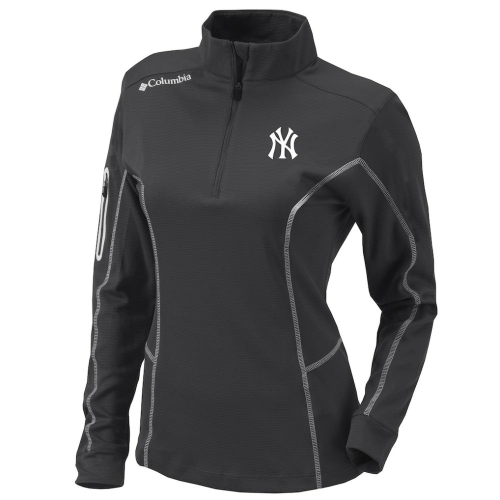 New York Yankees Women's Omni-Wick Shotgun Quarter-Zip Pullover Top - Charcoal | Columbia