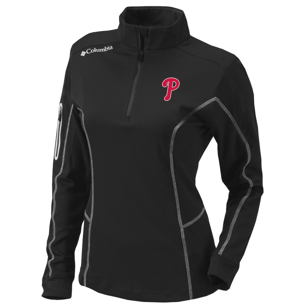 Philadelphia Phillies Women's Omni-Wick Shotgun Quarter-Zip Pullover Top - Black | Columbia
