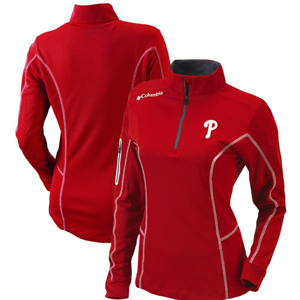 Philadelphia Phillies Women's Omni-Wick Shotgun Quarter-Zip Pullover Top - Red | Columbia