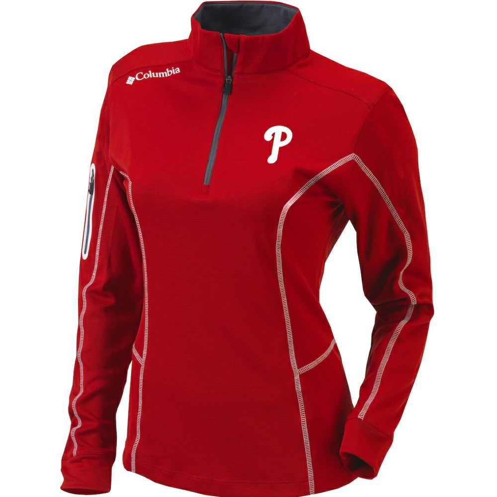 Philadelphia Phillies Women's Omni-Wick Shotgun Quarter-Zip Pullover Top - Red | Columbia