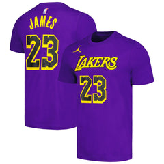 LeBron James Los Angeles Lakers Jordan Brand 2022/23 Statement Edition Name & Number T-Shirt - Purple online