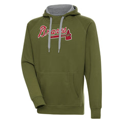 Atlanta Braves Antigua Victory Pullover Hoodie - Olive