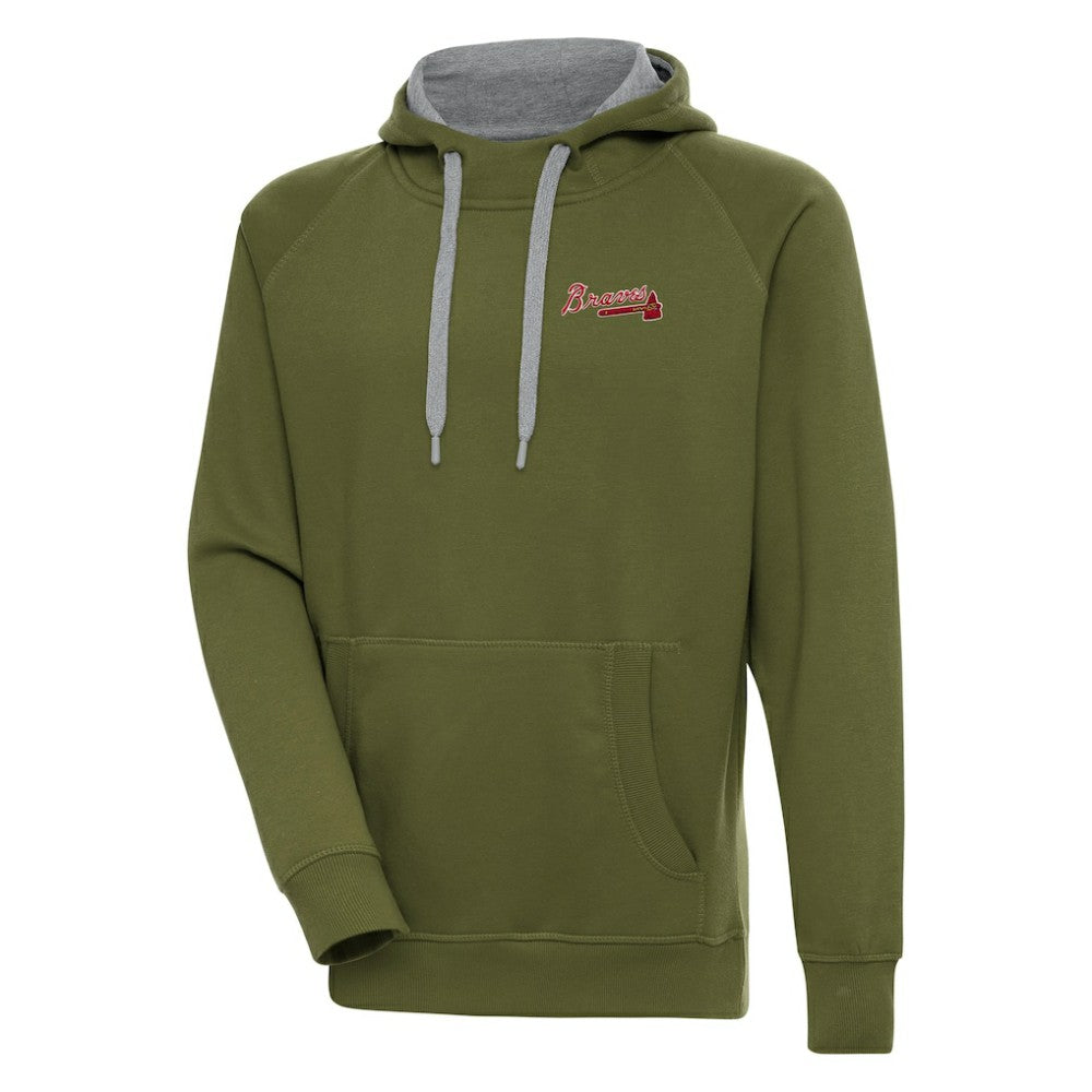 Atlanta Braves Antigua Victory Pullover Hoodie - Olive