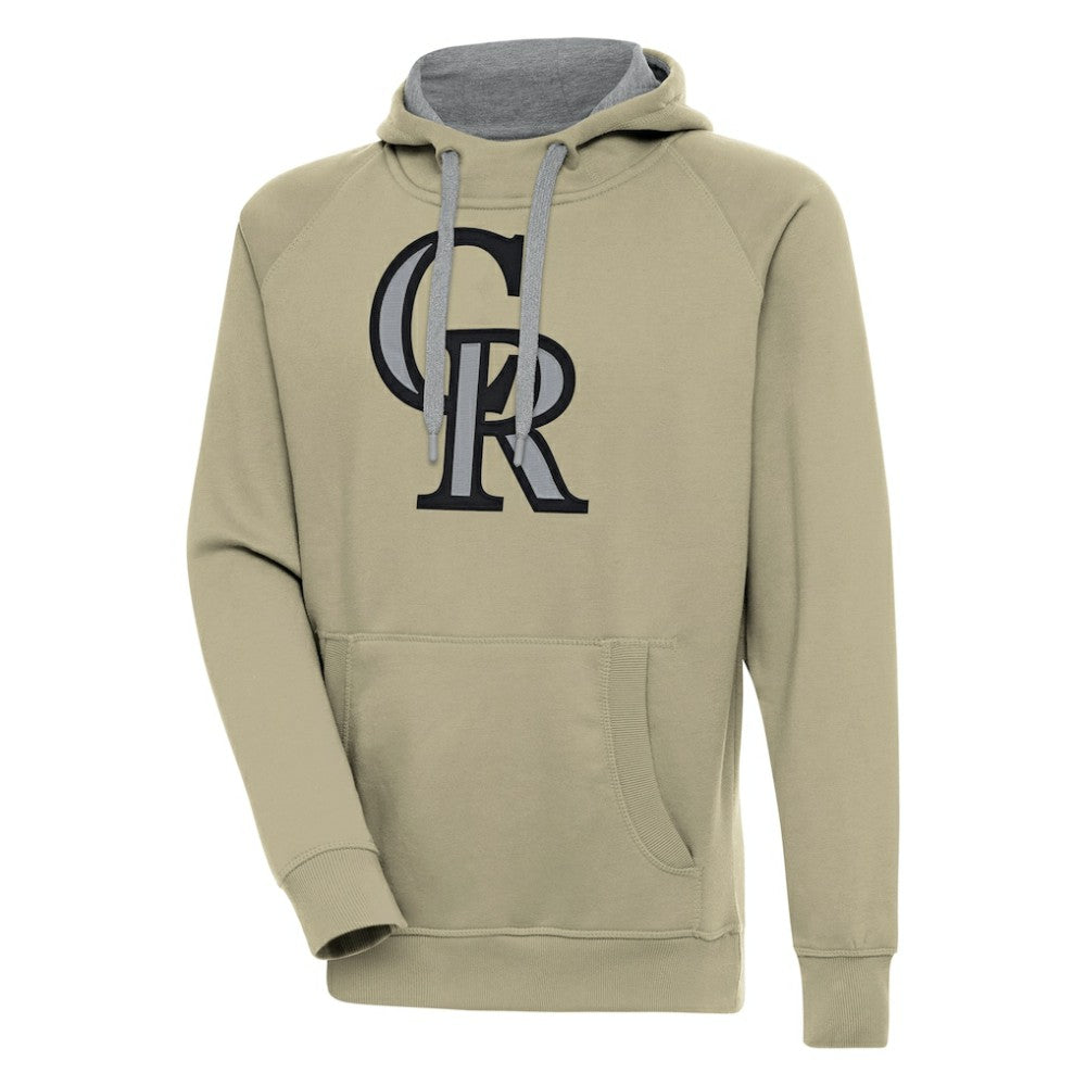 Colorado Rockies Antigua Victory Pullover Hoodie - Khaki