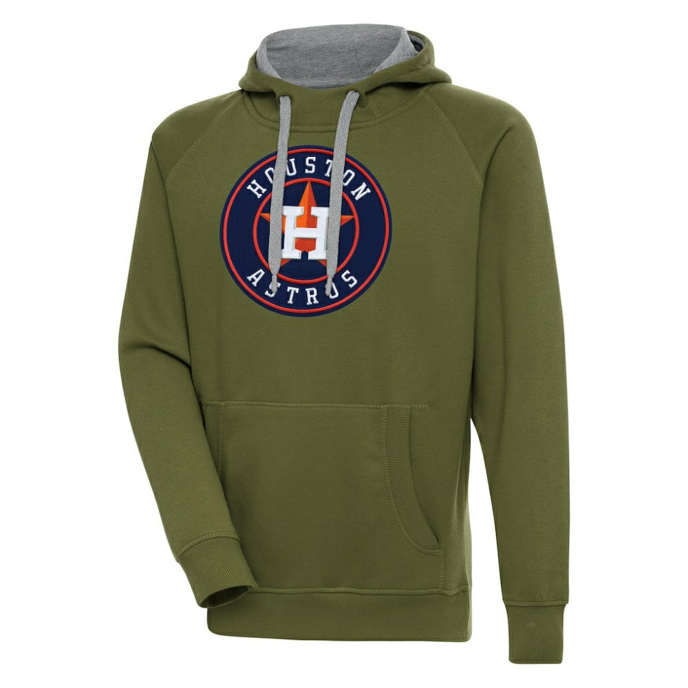 Houston Astros Antigua Victory Pullover Hoodie - Olive