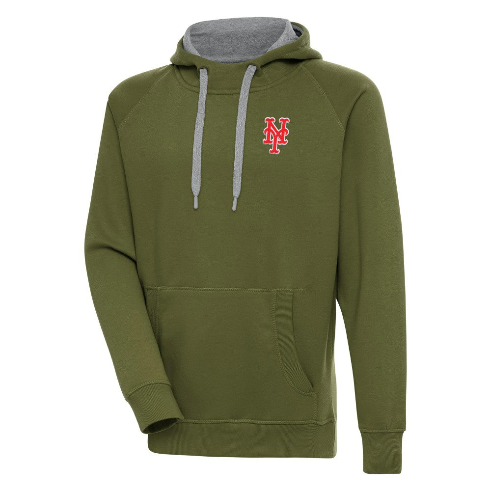 New York Mets Antigua Victory Pullover Hoodie - Olive