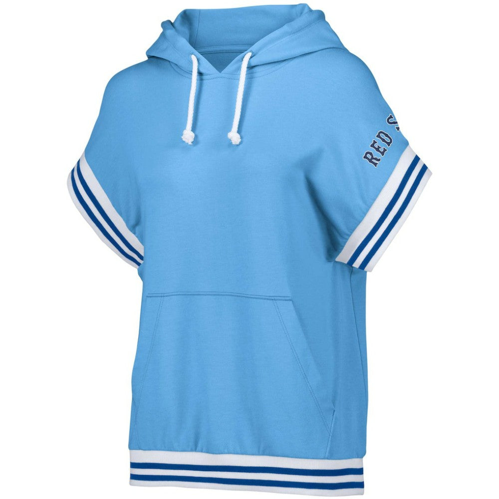 Boston Red Sox Lusso Women's Mabel Tri-Blend Short Sleeve Pullover Hoodie - Light Blue
