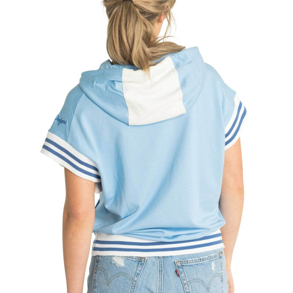 Los Angeles Dodgers Lusso Women's Mabel Tri-Blend Short Sleeve Pullover Hoodie - Light Blue