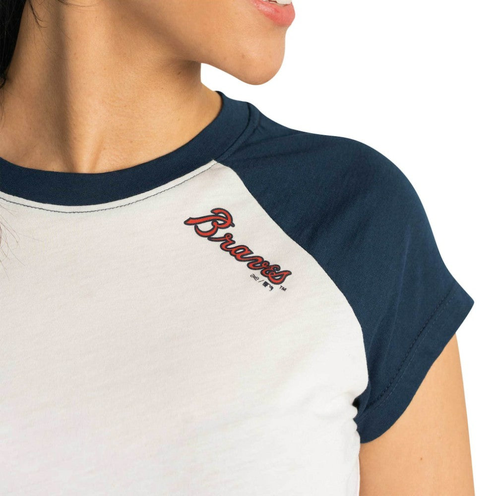 Atlanta Braves Lusso Women's Nikki Raglan T-Shirt - White
