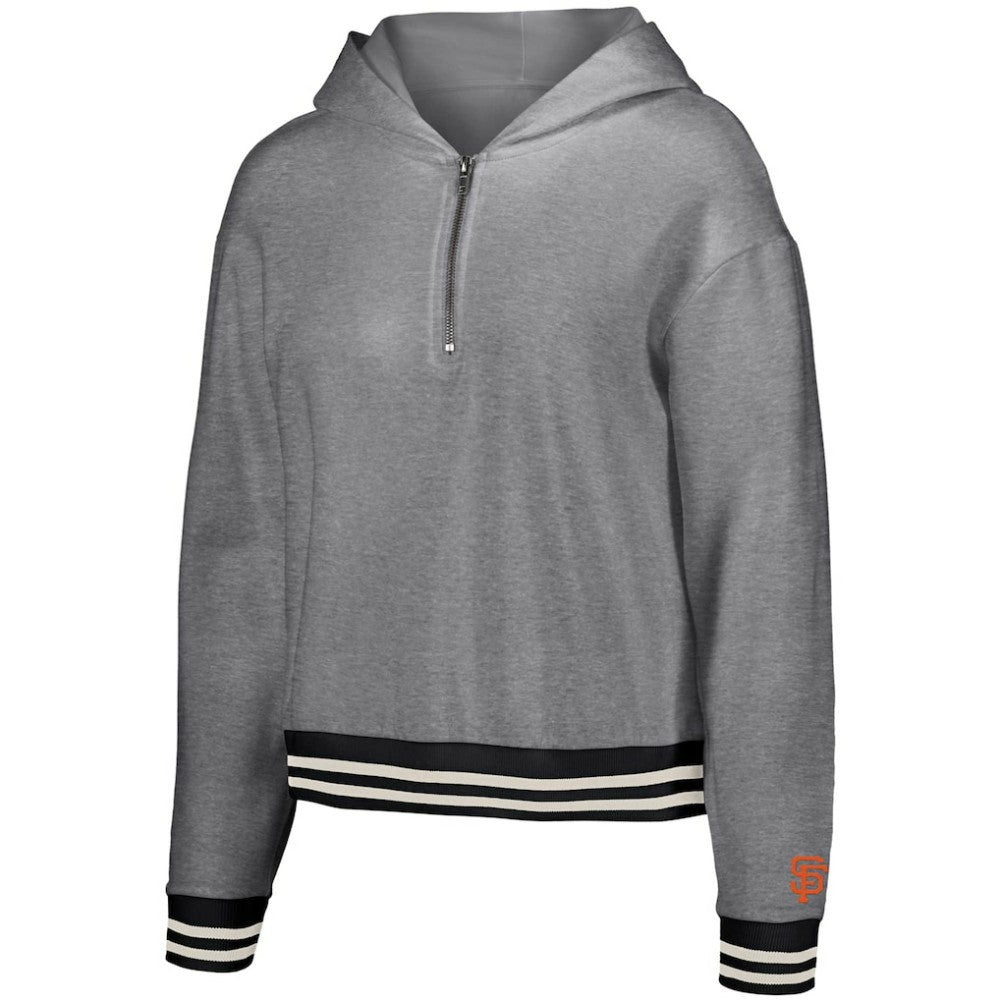 San Francisco Giants Lusso Women's Magnolia Tri-Blend Quarter-Zip Hoodie - Gray