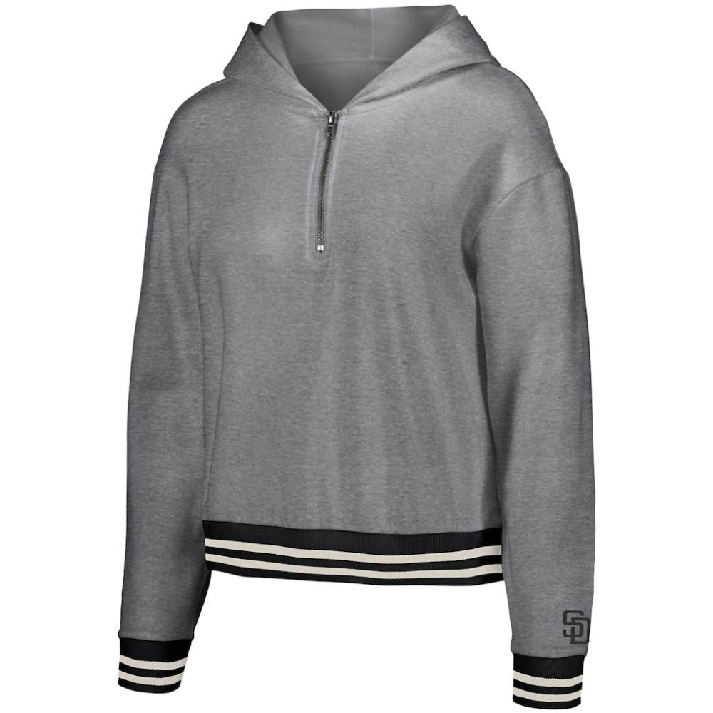 San Diego Padres Lusso Women's Magnolia Tri-Blend Quarter-Zip Hoodie - Gray