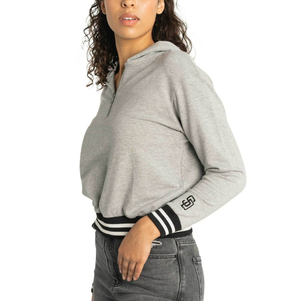 San Diego Padres Lusso Women's Magnolia Tri-Blend Quarter-Zip Hoodie - Gray